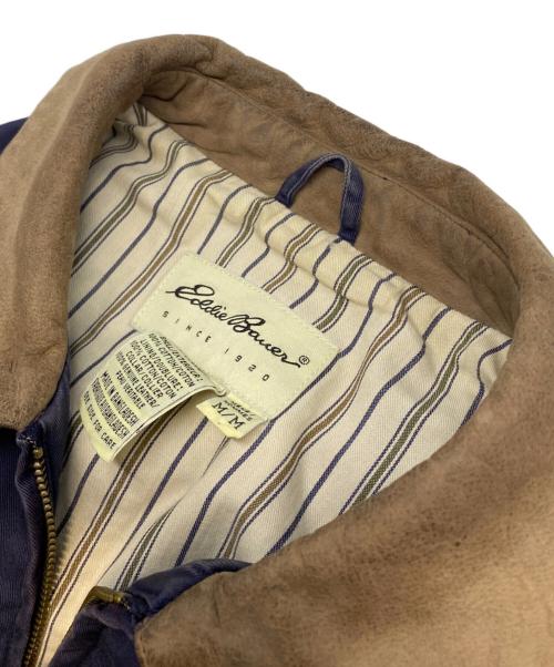 Eddie Bauer（エディーバウアー）Eddie Bauer (エディーバウアー) 90’s 襟レザーコットンジャケット ネイビー サイズ:Ｍの古着・服飾アイテム
