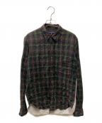 COMME des GARCONSコムデギャルソン）の古着「チェック柄ドッキングシャツ HH-B015」｜ブラウン