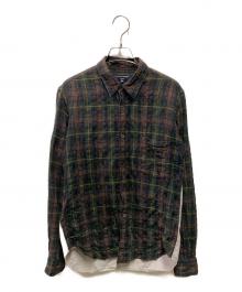 COMME des GARCONS（コムデギャルソン）の古着「チェック柄ドッキングシャツ HH-B015」｜ブラウン