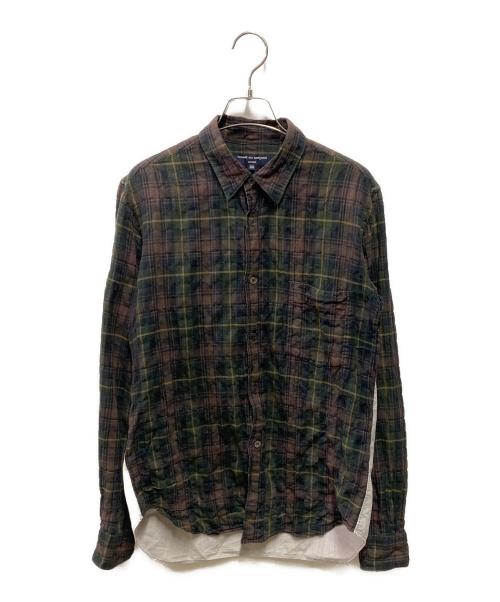 COMME des GARCONS（コムデギャルソン）COMME des GARCONS (コムデギャルソン) チェック柄ドッキングシャツ HH-B015 ブラウン サイズ:XSの古着・服飾アイテム