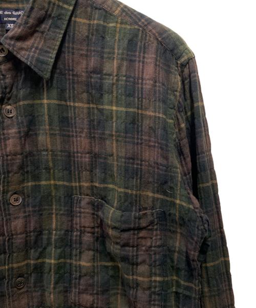 COMME des GARCONS（コムデギャルソン）COMME des GARCONS (コムデギャルソン) チェック柄ドッキングシャツ HH-B015 ブラウン サイズ:XSの古着・服飾アイテム