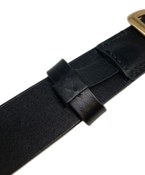 AURALEE（オーラリー）AURALEE (オーラリー) Square Buckle Belt スクエアバックルベルト レザーベルト ブラックの古着・服飾アイテム