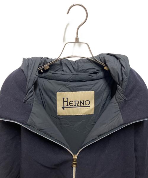 HERNO（ヘルノ）HERNO (ヘルノ) ウールコンビナイロンフーデッドコート ネイビー×ブラック サイズ:42の古着・服飾アイテム