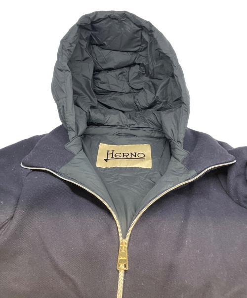HERNO（ヘルノ）HERNO (ヘルノ) ウールコンビナイロンフーデッドコート ネイビー×ブラック サイズ:42の古着・服飾アイテム