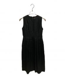 TOMORROW LAND collection（トゥモローランドコレクション）の古着「スムースリネン アメリカンスリーブワンピース」｜ブラック