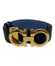 Salvatore Ferragamo（サルヴァトーレ フェラガモ）の古着「ガンチーニレザーベルト」｜ブラック×ブルー