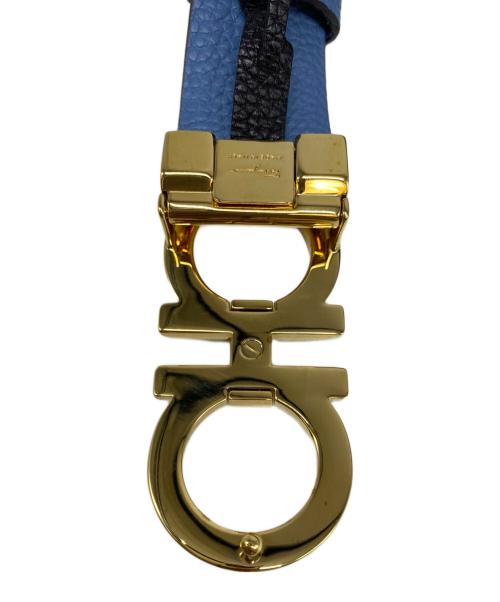 Salvatore Ferragamo（サルヴァトーレ フェラガモ）Salvatore Ferragamo (サルヴァトーレ フェラガモ) ガンチーニレザーベルト ブラック×ブルーの古着・服飾アイテム