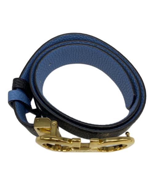 Salvatore Ferragamo（サルヴァトーレ フェラガモ）Salvatore Ferragamo (サルヴァトーレ フェラガモ) ガンチーニレザーベルト ブラック×ブルーの古着・服飾アイテム