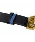 中古・古着 Salvatore Ferragamo (サルヴァトーレ フェラガモ) ガンチーニレザーベルト ブラック×ブルー：17000円