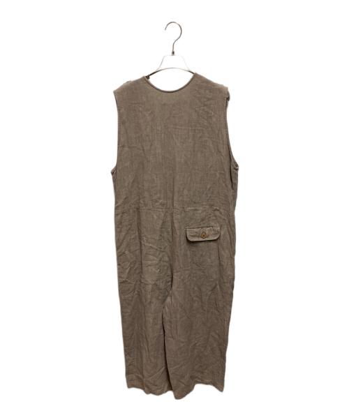 Gauze（ガーゼ）Gauze (ガーゼ) ameriフリルリネンサロペット オールインワン ベージュ サイズ:ＦＲＥＥの古着・服飾アイテム