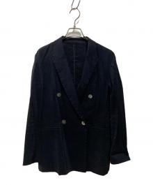23区（ニジュウサンク）の古着「リネンレーヨンストレッチ ダブル ジャケット」｜ブラック