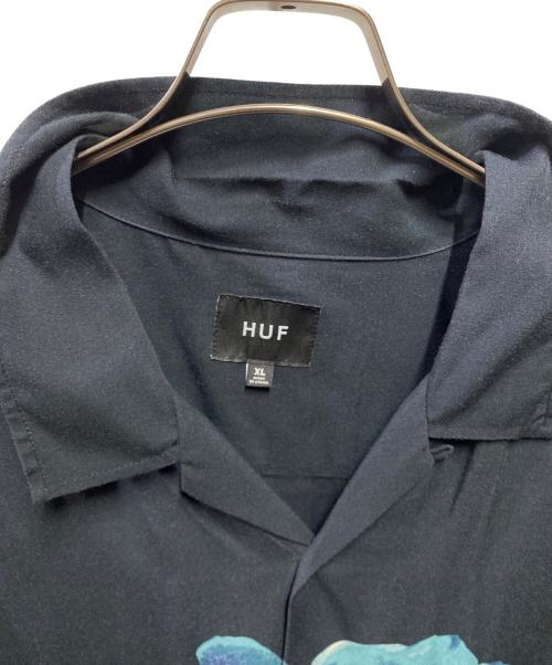 HUF（ハフ）HUF (ハフ) フラワープリント半袖オープンカラーシャツ ブラック サイズ:ＸＬの古着・服飾アイテム