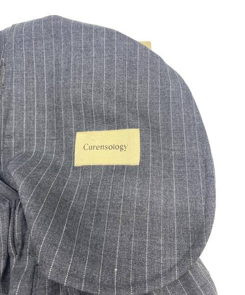 Curensology（カレンソロジー）Curensology (カレンソロジー) ウールストレッチドロストパンツストライプワイドスラックス グレー サイズ:free 未使用品の古着・服飾アイテム