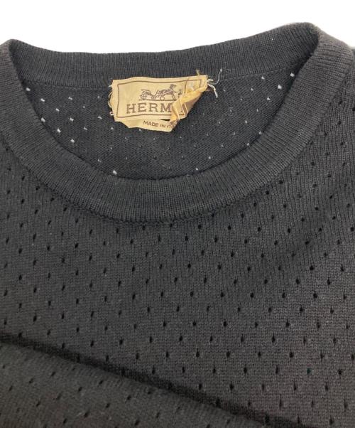 HERMES（エルメス）HERMES (エルメス) カシミヤ混半袖ニット ブラック サイズ:Ｍの古着・服飾アイテム