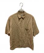 H BEAUTY&YOUTHエイチ ビューティー&ユース）の古着「SQUARE CUTTING SHORT SLEEVE SHIRT」｜ブラウン