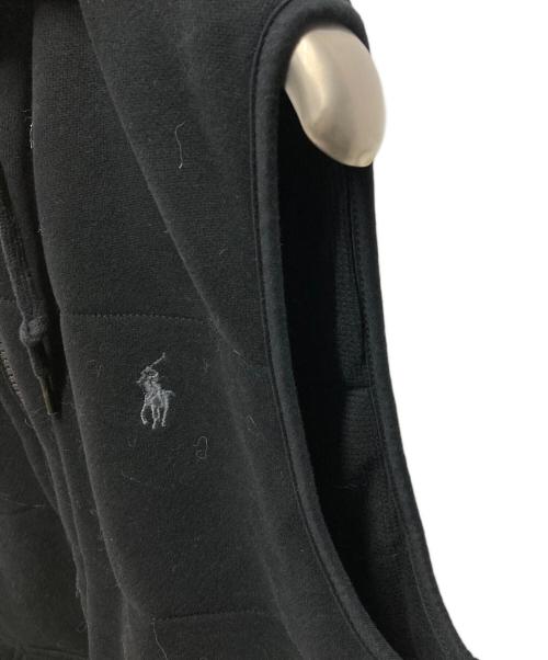 POLO RALPH LAUREN（ポロ・ラルフローレン）POLO RALPH LAUREN (ポロ・ラルフローレン) ロゴ刺繡 フーデット スウェット ベスト ブラック サイズ:Ｍの古着・服飾アイテム