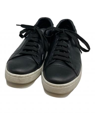 中古・古着通販】PRADA (プラダ) レザースニーカー ブラック サイズ:38