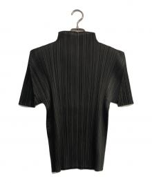 PLEATS PLEASE（プリーツプリーズ）の古着「ハイネック半袖プリーツカットソー」｜ブラウン