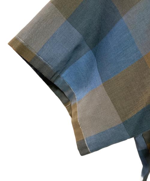 TOWN CRAFT（タウンクラフト）TOWN CRAFT (タウンクラフト) 60-70's オープンカラーシャツ ブルー×ブラウン サイズ:Lの古着・服飾アイテム