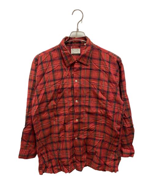 ARROW（アロー）ARROW (アロー) 60's オープンカラーシャツ レッド サイズ:Lの古着・服飾アイテム