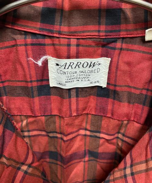 ARROW（アロー）ARROW (アロー) 60's オープンカラーシャツ レッド サイズ:Lの古着・服飾アイテム