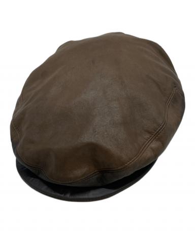 GUCCI レザー ハンチング XL ブラック イタリア製 グッチ 羊革 ラム 中古・古着通販】GUCCI (グッチ) レザーハンチング ブラウン サイズ