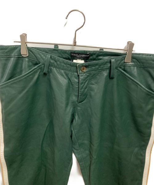 DOLCE & GABBANA（ドルチェ＆ガッバーナ）DOLCE & GABBANA (ドルチェ＆ガッバーナ) レザーパンツ グリーン サイズ:52の古着・服飾アイテム
