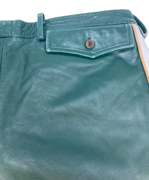DOLCE & GABBANA（ドルチェ＆ガッバーナ）DOLCE & GABBANA (ドルチェ＆ガッバーナ) レザーパンツ グリーン サイズ:52の古着・服飾アイテム