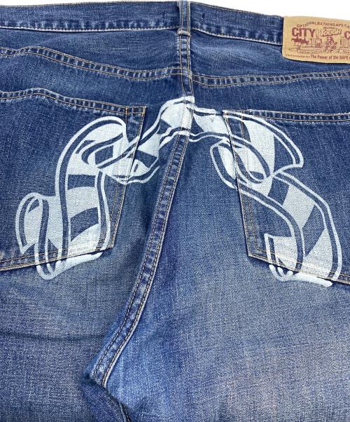 BABY MiLO（ベビーマイロ）BABY MiLO (ベビーマイロ) フェイスペイントデニムパンツ インディゴ サイズ:Ｌの古着・服飾アイテム