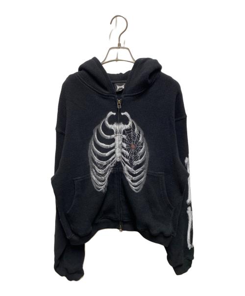 Noremid（ノーリミッド）Noremid (ノーリミッド) ボーンダブルジップパーカー ブラック サイズ:Sの古着・服飾アイテム