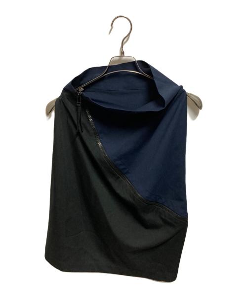 132 5. ISSEY MIYAKE（132 5. イッセイ ミヤケ）132 5. ISSEY MIYAKE (132 5. イッセイ ミヤケ) 変形ノースリーブジップブラウス ネイビー サイズ:3の古着・服飾アイテム