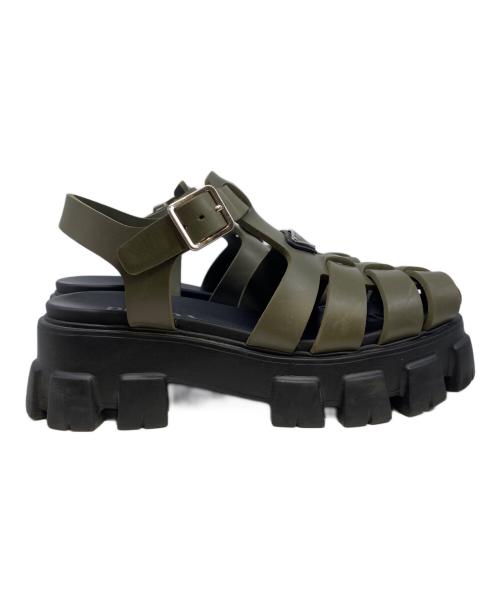 PRADA（プラダ）PRADA (プラダ) モノリスラバーサンダル オリーブ サイズ:6の古着・服飾アイテム