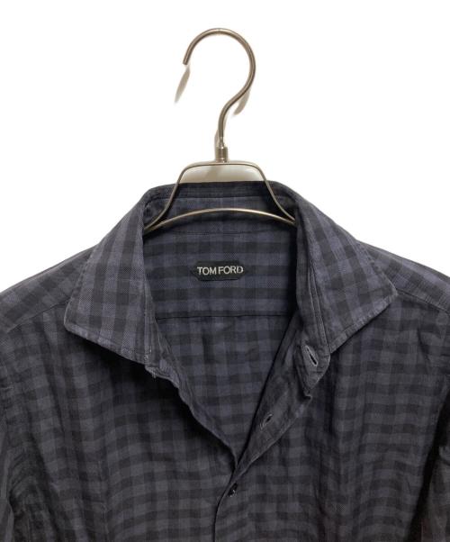 TOM FORD（トムフォード）TOM FORD (トムフォード) チェックドレスシャツ ネイビー サイズ:5の古着・服飾アイテム