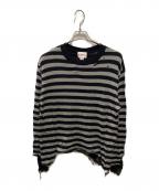 KAMIYAカミヤ）の古着「LAYERED HORIZONTAL STRIPED KNIT」｜グレー
