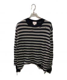 KAMIYA（カミヤ）の古着「LAYERED HORIZONTAL STRIPED KNIT」｜グレー