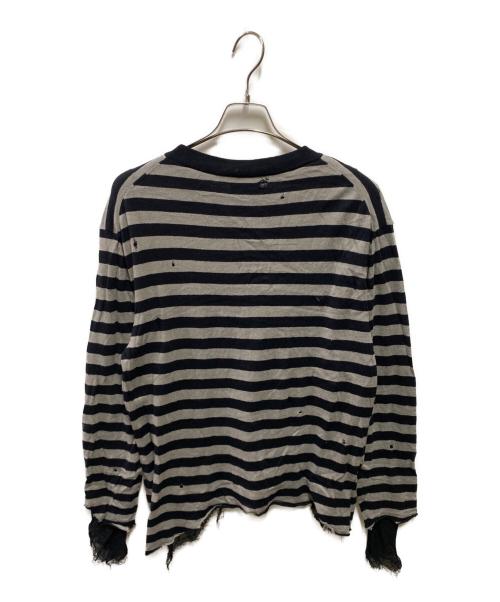 KAMIYA（カミヤ）KAMIYA (カミヤ) LAYERED HORIZONTAL STRIPED KNIT グレー サイズ:Mの古着・服飾アイテム
