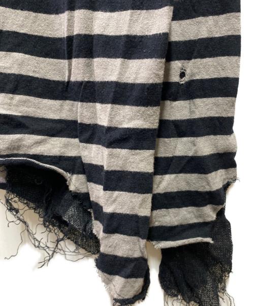 KAMIYA（カミヤ）KAMIYA (カミヤ) LAYERED HORIZONTAL STRIPED KNIT グレー サイズ:Mの古着・服飾アイテム