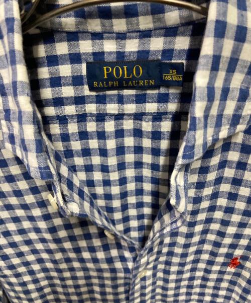 POLO RALPH LAUREN（ポロ・ラルフローレン）POLO RALPH LAUREN (ポロ・ラルフローレン) ギンガムチェックリネンシャツ ホワイト×ブルー サイズ:XSの古着・服飾アイテム