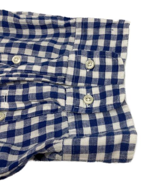 POLO RALPH LAUREN（ポロ・ラルフローレン）POLO RALPH LAUREN (ポロ・ラルフローレン) ギンガムチェックリネンシャツ ホワイト×ブルー サイズ:XSの古着・服飾アイテム