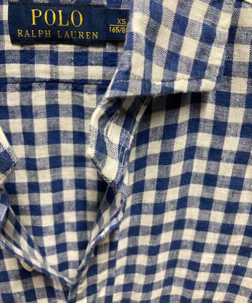 POLO RALPH LAUREN（ポロ・ラルフローレン）POLO RALPH LAUREN (ポロ・ラルフローレン) ギンガムチェックリネンシャツ ホワイト×ブルー サイズ:XSの古着・服飾アイテム