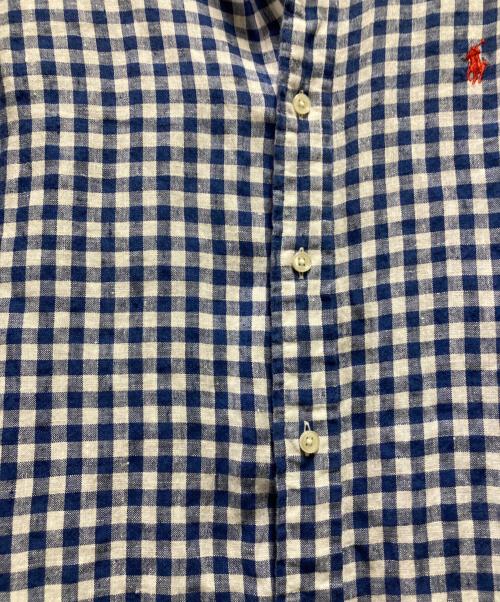 POLO RALPH LAUREN（ポロ・ラルフローレン）POLO RALPH LAUREN (ポロ・ラルフローレン) ギンガムチェックリネンシャツ ホワイト×ブルー サイズ:XSの古着・服飾アイテム