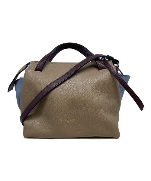 GIANNI CHIARINI（ジャンニ キアリーニ）GIANNI CHIARINI (ジャンニ キアリーニ) 2WAYショルダーバッグ ベージュ×ブルーの古着・服飾アイテム