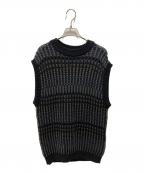 BATONERバトナ―）の古着「MIX YARN CREW NECK VEST」｜ブラック
