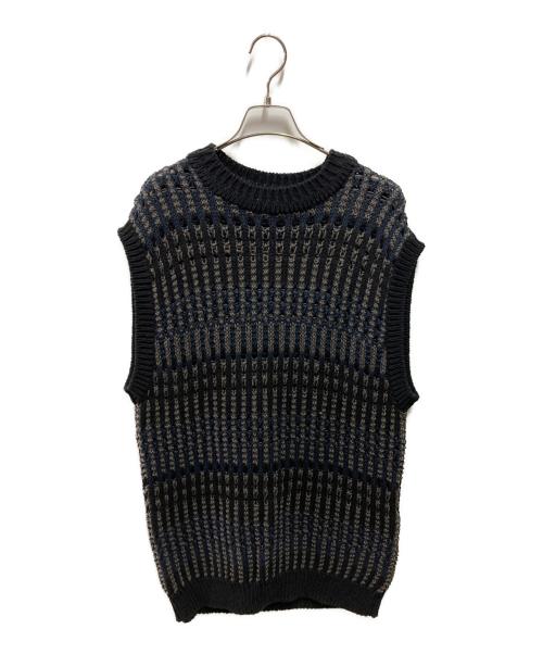 BATONER（バトナ―）BATONER (バトナ―) MIX YARN CREW NECK VEST ブラック サイズ:2の古着・服飾アイテム