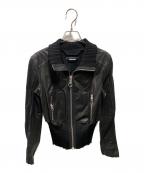 DIESELディーゼル）の古着「リブダメージ加工ラムレザージャケット」｜ブラック