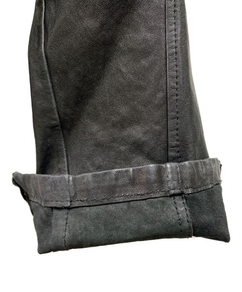 DIESEL（ディーゼル）DIESEL (ディーゼル) リブダメージ加工ラムレザージャケット ブラック サイズ:XSの古着・服飾アイテム