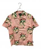 stussyステューシー）の古着「SKULL PATTERN SHIRT」｜ピンク