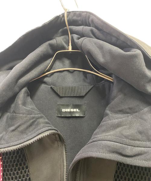 DIESEL（ディーゼル）DIESEL (ディーゼル) レザーメッシュフーディージャケット ブラック サイズ:Ｓの古着・服飾アイテム