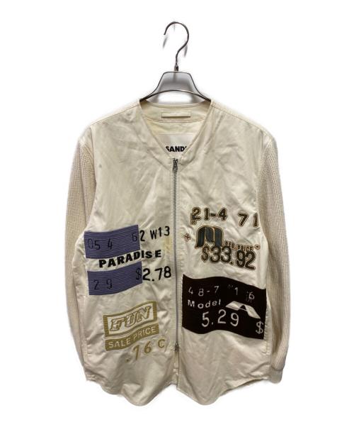 JIL SANDER（ジルサンダー）JIL SANDER (ジルサンダー) 22SS グラフィック袖切替ノーカラージャケット ベージュ サイズ:48の古着・服飾アイテム