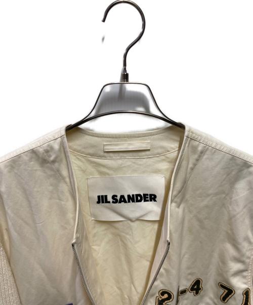 JIL SANDER（ジルサンダー）JIL SANDER (ジルサンダー) 22SS グラフィック袖切替ノーカラージャケット ベージュ サイズ:48の古着・服飾アイテム